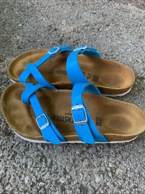 Birkenstock Blue Strappy Cork Footbed Sandals